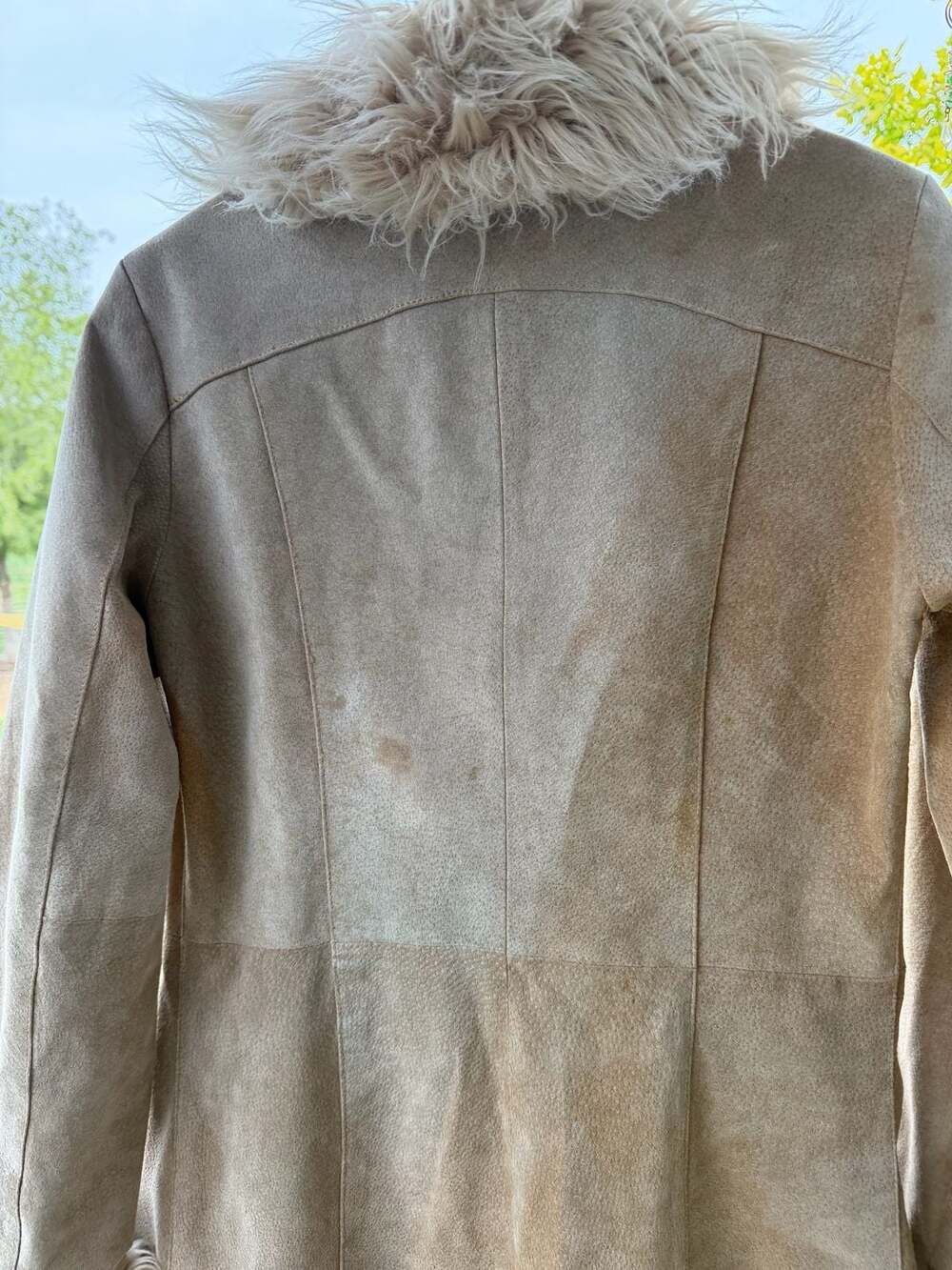 Wilsons Leather Maxima Suede Embroidered Faux Fur Trim Coat Size S - Picture 14 of 16